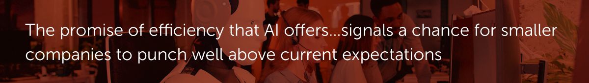 The promise of efficiency that AI offers…signals a chance for smaller companies to punch well above current expectations.