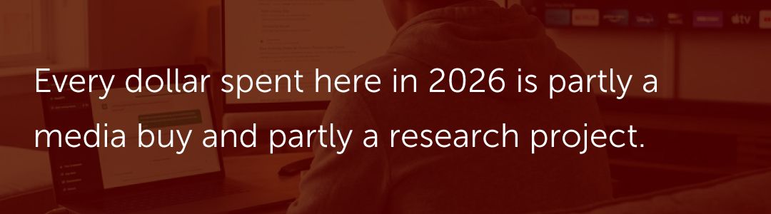 Every dollar spent here in 2026 is partly a media buy and partly a research project.