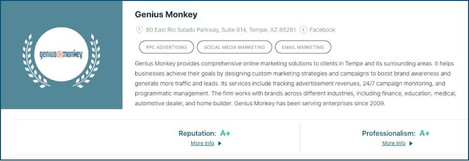 Genius Monkey Expertise.com Award