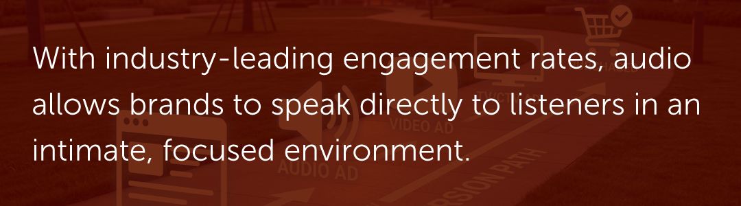 With industry-leading engagement rates, audio allows brands to speak directly to listeners in an intimate, focused environment.
