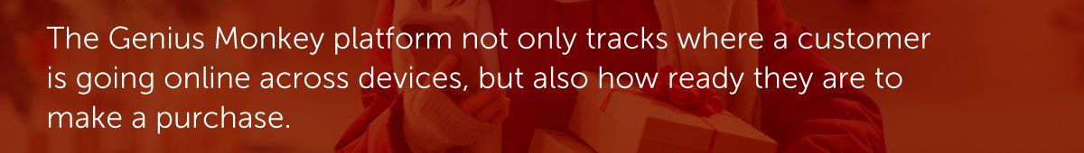 The Genius Monkey platform not only tracks where a customer is going online across devices, but also how ready they are to make a purchase.