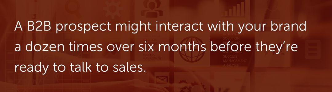 A B2B prospect might interact with your brand a dozen times over six months before they’re ready to talk to sales.